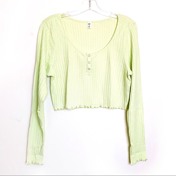 Nordstrom Y2K Style 2000s BP Henley Long Sleeves Crop Top  Size XL - Picture 2 of 6